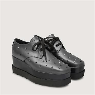 Marco Moreo Vienna Stud Laced Wedge Shoe - Pewter Metallic